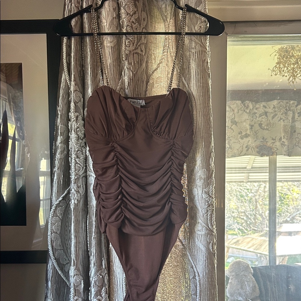 Rue21 Chocolate Ruched Bodysuit